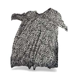 Soma Grey Off White Animal Print Scoop Neck Long Sleeve Sleep Lounge Dress